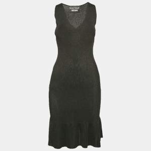 Pre Owned Boutique Moschino Black Lurex Knit Sleeveless Bodycon Dress M