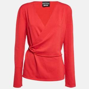 Boutique Moschino Red Stretch Knit Wrap Style Jumper M