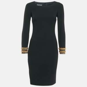 Boutique Moschino Black Crepe Chain Detail Mini Dress S