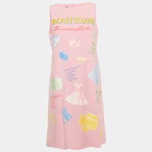 Boutique Moschino Pink Summer Looks Print Crepe Shift Dress M