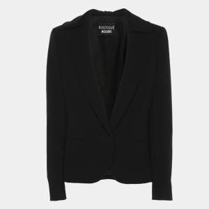 Pre Owned Boutique Moschino Black Crepe Bow Single Breasted Blazer S