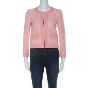 Boutique Moschino Pink Tweed Lace Trimmed Cropped Jacket S 