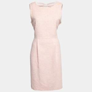 Boutique Moschino Pink Tweed Cut-Out Back Bow Detail Dress L