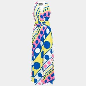 Boutique Moschino Multicolor Printed Jersey Sleeveless Maxi Dress S