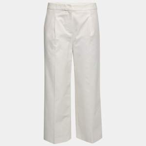 Boutique Moschino White Cotton Front Pleat Trousers S