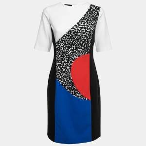 Boutique Moschino Color Block Crepe Short Sleeve Dress M
