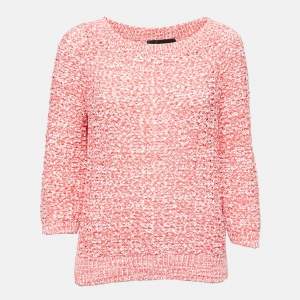 Boutique Moschino Pink/White Knit Crew Neck Sweater M