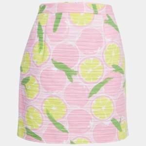 Boutique Moschino Pink Lemon Print Cotton Mini Skirt M