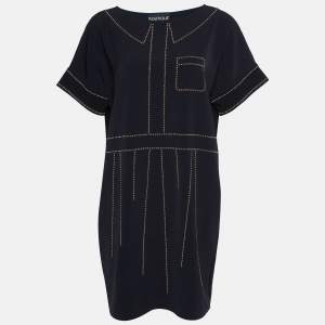 Pre Owned Boutique Moschino Black Crepe Studded Shift Dress M