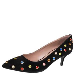 Boutique Moschino Black Suede Embellished  Pumps Size 38