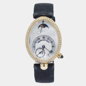 Breguet Reine De Naples 8908BA Automatic White 18K Yellow Gold MOP Women's Wristwatch 29mm