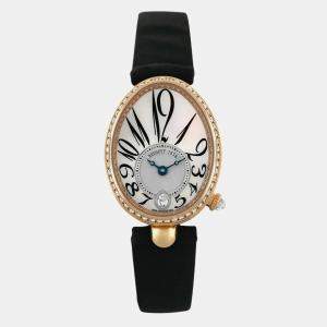 Pre Owned Breguet Reine De Naples 8918br/58/964 Automatic White Diamonds 18k Rose Gold Women's Wristwatch 29 mm