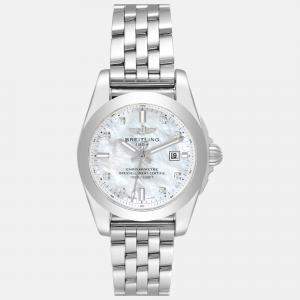 Breitling Mother Of Pearl Diamond Stainless Steel Galactic W72348 Quartz Women's Wristwatch 29 mm