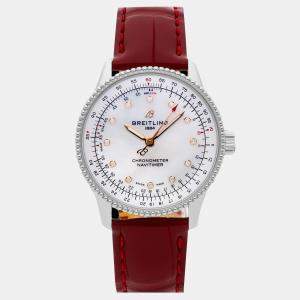 Pre-Owned Breitling Navitimer A17395211A1P6 Automatic White Stainless Steel Men's Wristwatch 35 mm