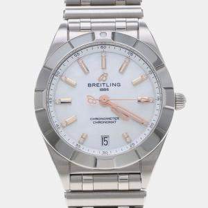 Pre Owned Breitling Chronomat A77310 Quartz White Stainless Steel Women's Wristwatch 32 mm