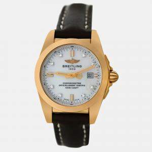 Pre Owned Breitling Galactic H7234812A792 Quartz MOP 18K Rose Gold Women’s Wristwatch 29 mm