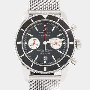 Pre Owned Breitling Superocean Heritage Chronograph A23320 Automatic Black Stainless Steel Men's Wristwatch 46mm