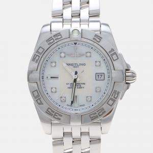 Pre Owned Breitling Cockpit Lady A71356 Quartz White Diamonds Stainless Steel Women's Wristwatch 32mm