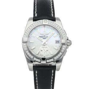 Breitling MOP Diamonds Stainless Steel Galactic A3733053/A788 Women's Wristwatch 36 MM