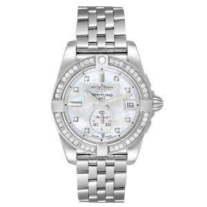 Breitling MOP Diamonds Stainless Steel Galactic A37330 Women's Wristwatch 36 MM