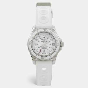 Breitling White Stainless Steel Rubber Superocean II A17312D2 Women's Wristwatch 36 mm