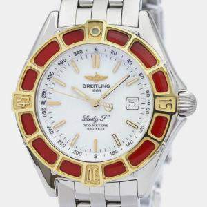 Breitling White 18k Yellow Gold And Stainless Steel Lady J D52065 Quartz Women's Wristwatch 30 mm