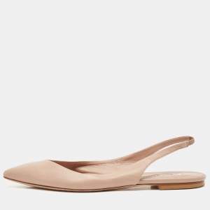 Brian Atwood Beige Leather Slingback Sandals Size 39