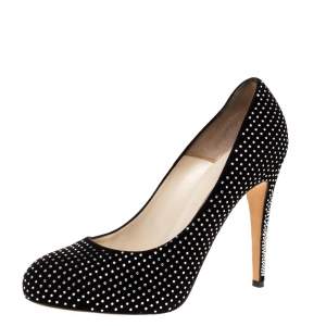 Brian Atwood Black Suede Crystal Embellished Tori Strass Pumps Size 40