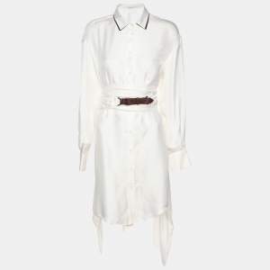 Brunello Cucinelli White Silk Button Front Shirt Dress M