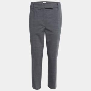 Brunello Cucinelli Grey Wool Monili Trim Slim Fit Trousers M