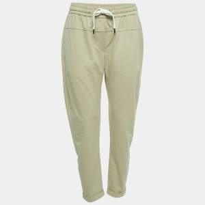 Brunello Cucinelli  Beige Cotton Drawstring-Waist Joggers L