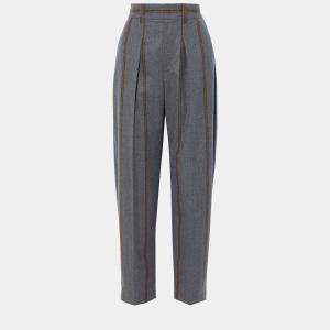 Brunello Cucinelli Grey Virgin Wool Straight Leg Pants Size 42