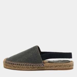 Pre Owned حذاء إسبادريل برونيلو كوتشينيللي معدني سويدي رمادي مفتوح من الخلف مقاس 36