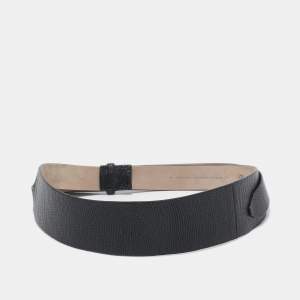 Brunello Cucinelli Black Lizard Embossed Leather Waist Belt M