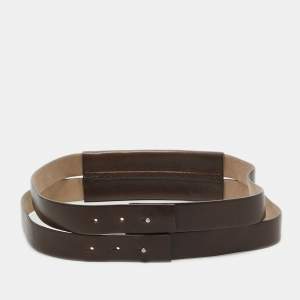 Brunello Cucinelli Dark Brown Leather Double Wrap Waist Belt M