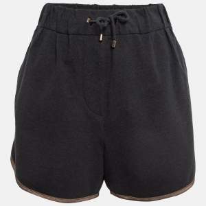 Brunello Cucinelli Grey Embellished Cotton Knit Hot Pants L
