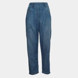Brunello Cucinelli Blue Denim Elasticated Jeans S Waist 30"