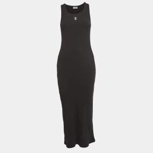 Brunello Cucinelli Black Rib Knit Midi Tank Dress L