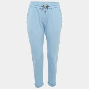 Brunello Cucinelli Blue Cotton Drawstring Sweatpants S