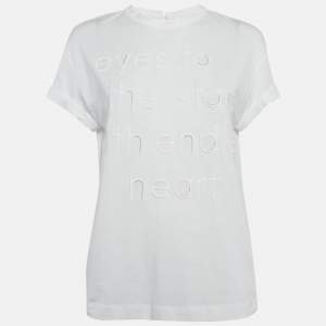 Brunello Cucinelli White Embroidered Cotton Jersey T-Shirt M