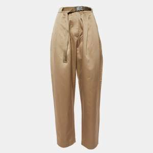 Brunello Cucinelli Beige Cotton Blend Belted Trousers M
