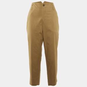 Brunello Cucinelli Brown Cotton High Waist Trousers M