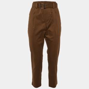 Brunello Cucinelli Brown Cotton Belted Trousers S