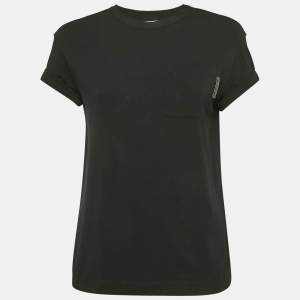 Brunello Cucinelli Black Jersey Monili Embellished T-Shirt XS