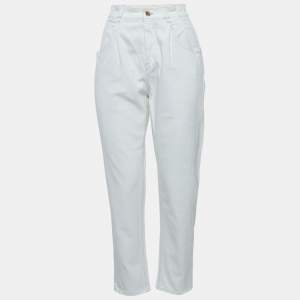 Brunello Cucinelli White Cotton High-Rise Jeans S Waist 26"