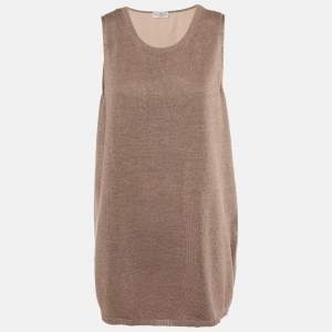 Brunello Cucinelli Mauve Lurex Knit Sleeveless Jumper L 
