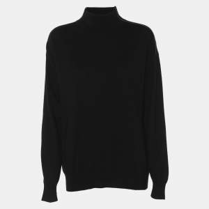 Brunello Cucinelli Black Knit Cashmere High Neck Sweater M