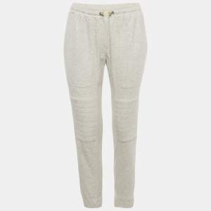 Brunello Cucinelli Grey Melange Cotton Jersey Drawstring Sweatpants XS