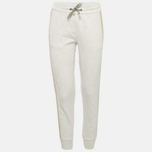 Pre Owned Brunello Cucinelli Grey Mélange Cashmere Monili Side Detail Jogger XS