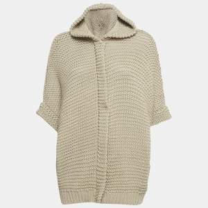 Pre Owned Brunello Cucinelli Beige Chunky Knit Zip-Up Cardigan S